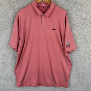 Tiger Woods Nike Polo Shirt Men XL Red Stripe PGA Championship Whistling Straits